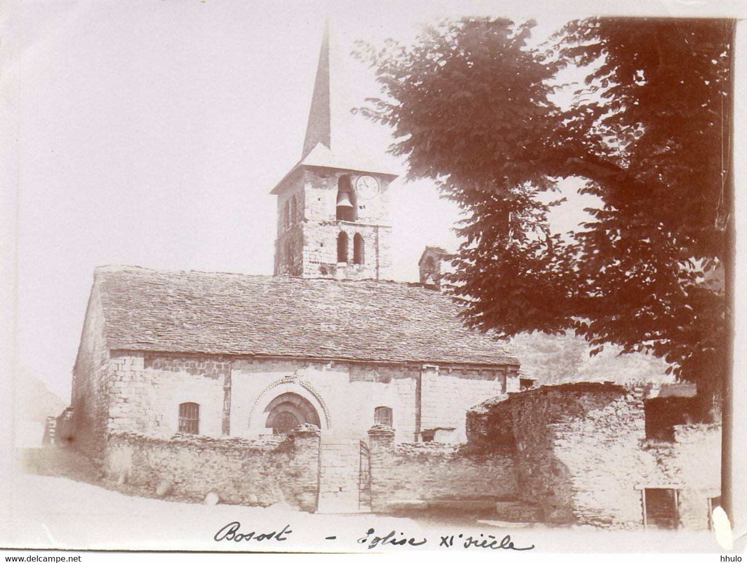 A714 Photographie Originale 1900 Pyrénées Bosost Espagne Eglise De L'assomption - Plaatsen