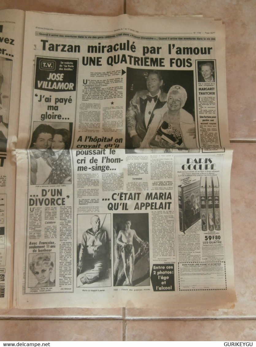 France Dimanche 1980 SACHA DISTEL Patrick Sebastien AZNAVOUR TARZAN WEISSMULLER - Tarzan