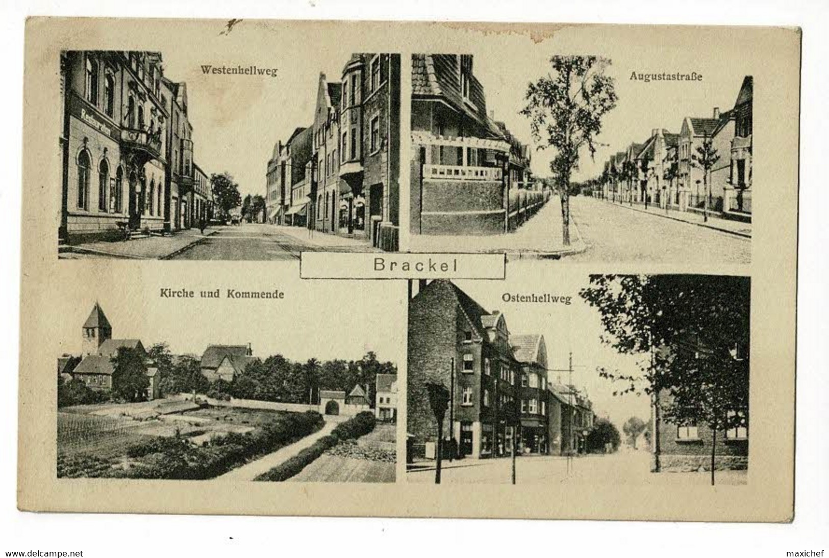 Brackel, 4 Vues "Westenhellweg, Augustastrasse, Kirche & Kommende, Ostenhellweg" Circ 1921, Soldat 149e R I, SP N°2 - Brakel