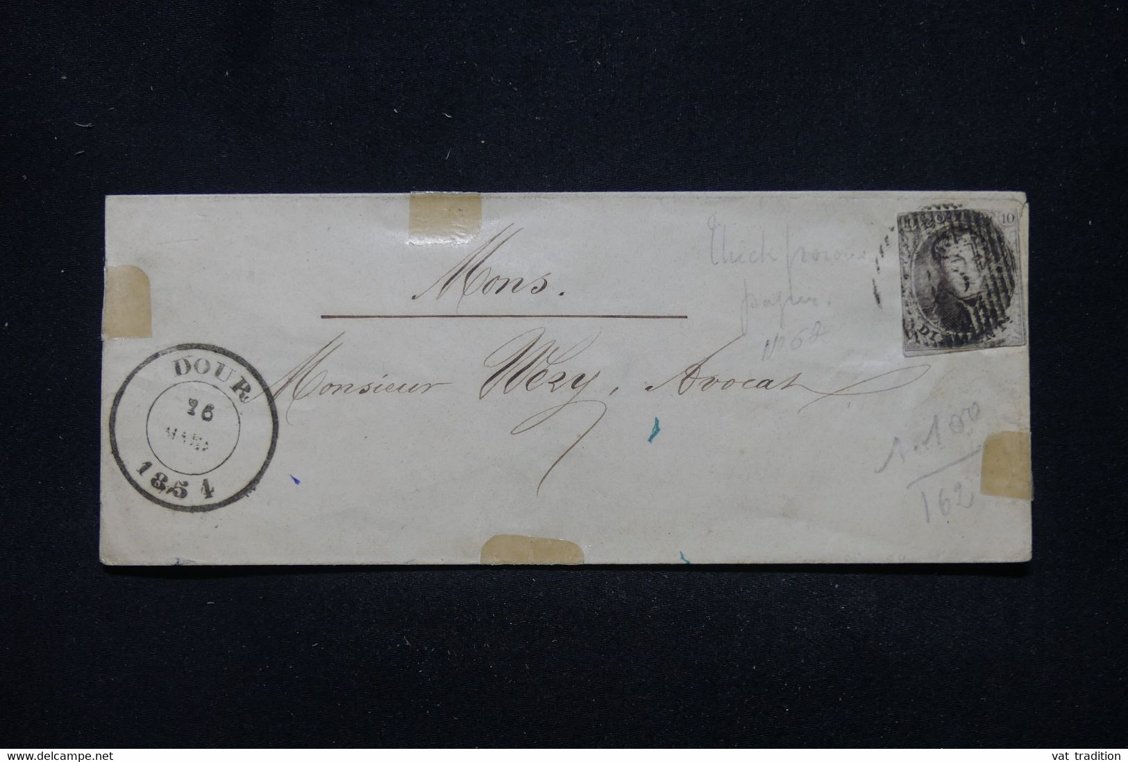 BELGIQUE - Enveloppe De Dour Pour Mons En 1854 - L 111305 - 1849-1865 Medallones (Otros)