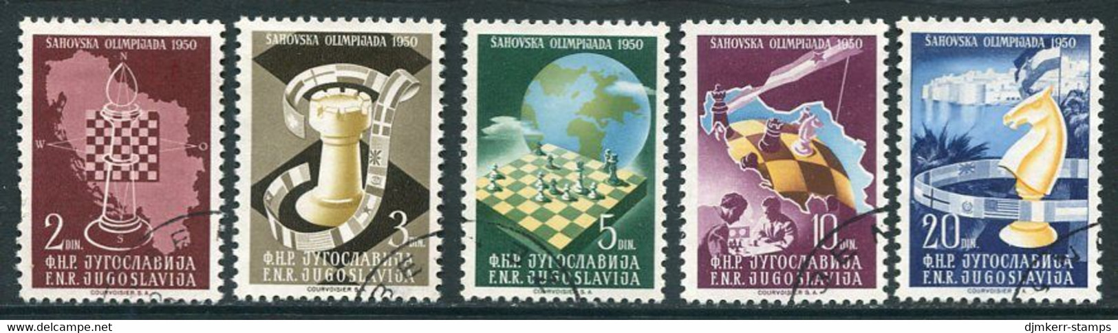 YUGOSLAVIA 1950 Chess Olympiad Used.  Michel 616-20 - Usati