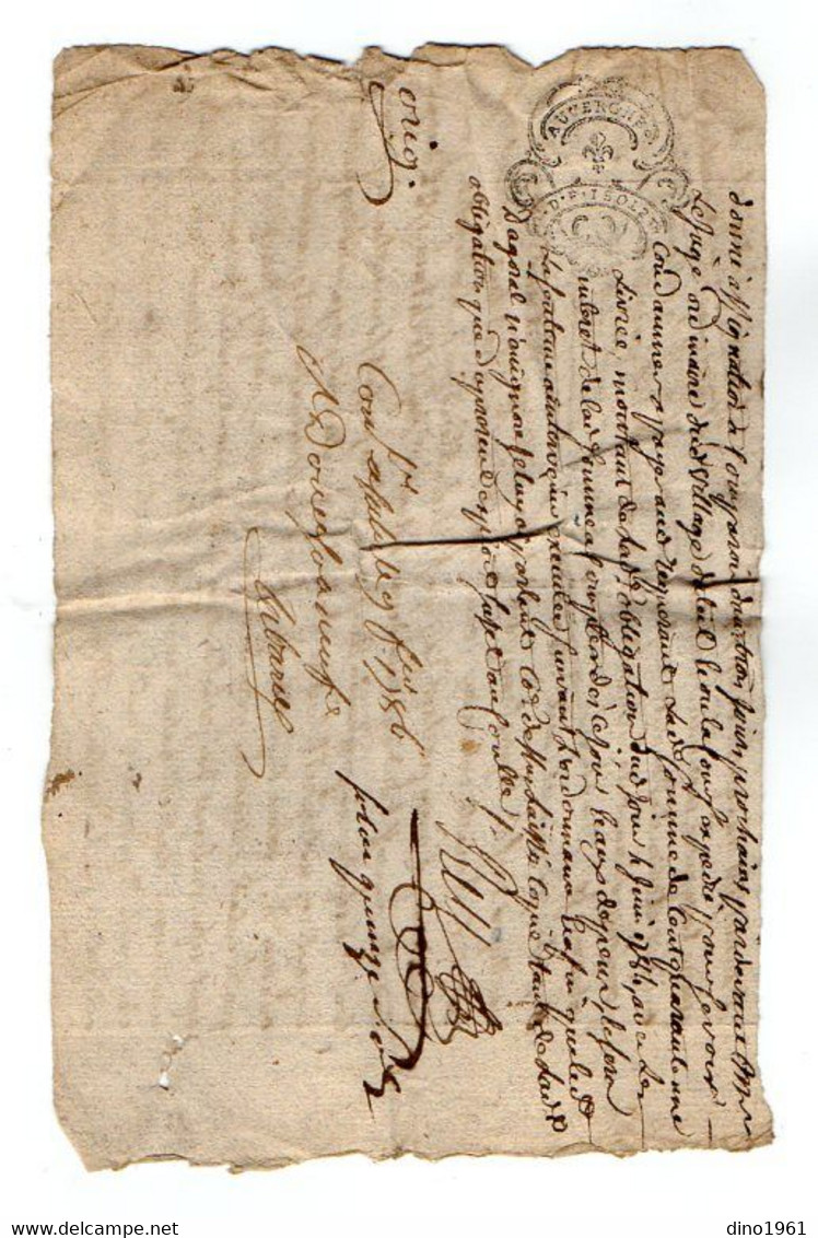 VP18.602 - Auvergne - Cachet De Généralité - Acte De 1786 - SALERS X FONTANGES - Cachets Généralité