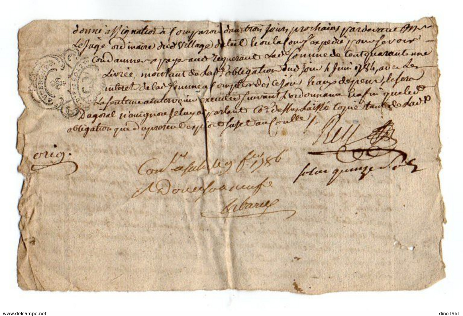 VP18.602 - Auvergne - Cachet De Généralité - Acte De 1786 - SALERS X FONTANGES - Cachets Généralité
