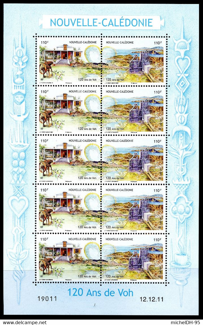 Nouvelle Calédonie - 2012 - Feuille Décorée 120 Ans De Voh - 2 Fois 5 Timbres - Nos 1143-1144 - Cote 24,00 € - Hojas Y Bloques