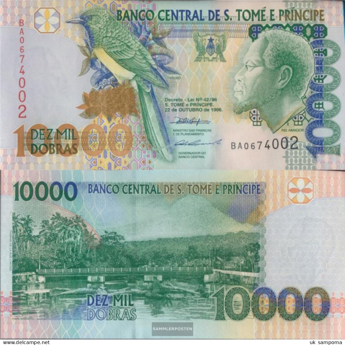 Sao TomE E PrincipE Pick-number: 66a Uncirculated 1996 10.000 Dobras - Sao Tomé Et Principe