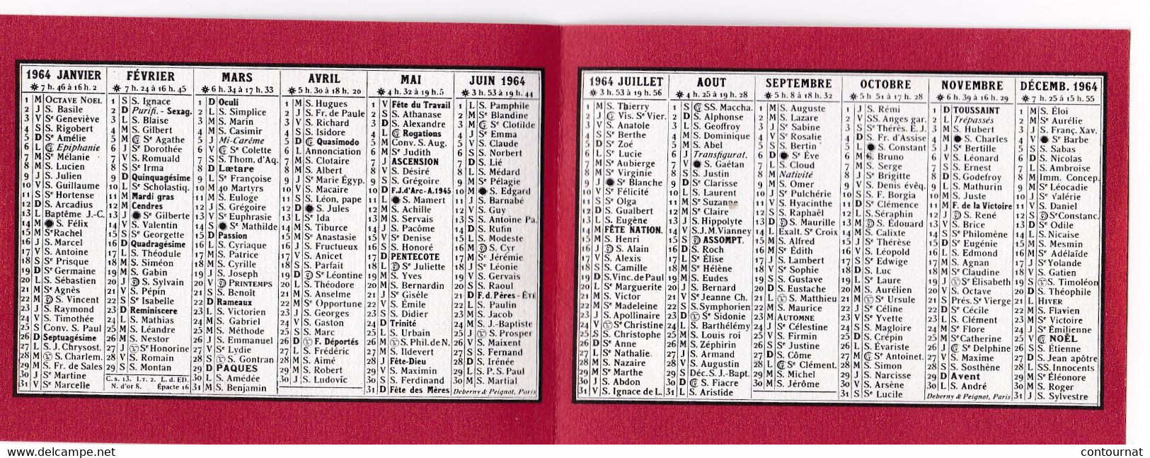 CALENDRIER 1964 La Médaille D' Amour  Bijoux AUGIS   ( T40 ) - Petit Format : 1961-70