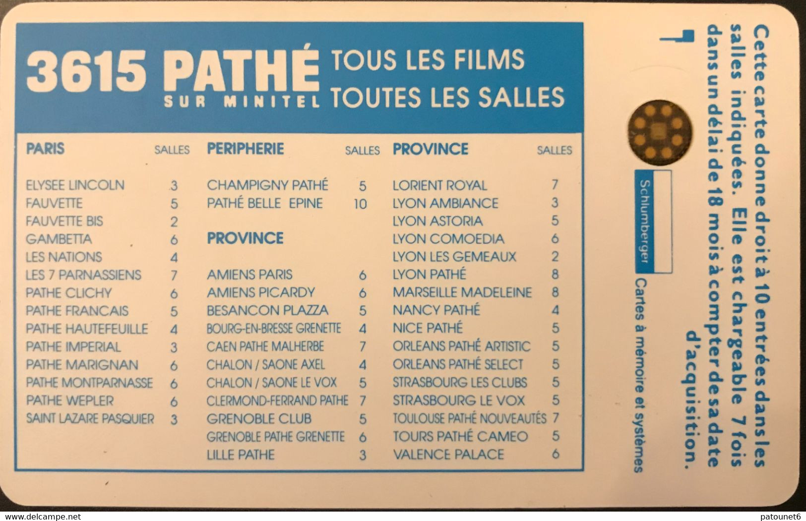 FRANCE  -  Cinécartes Pathé  - Coq Bleu  -  Fond Uni  -  SC5 AN - S/E - Cinécartes