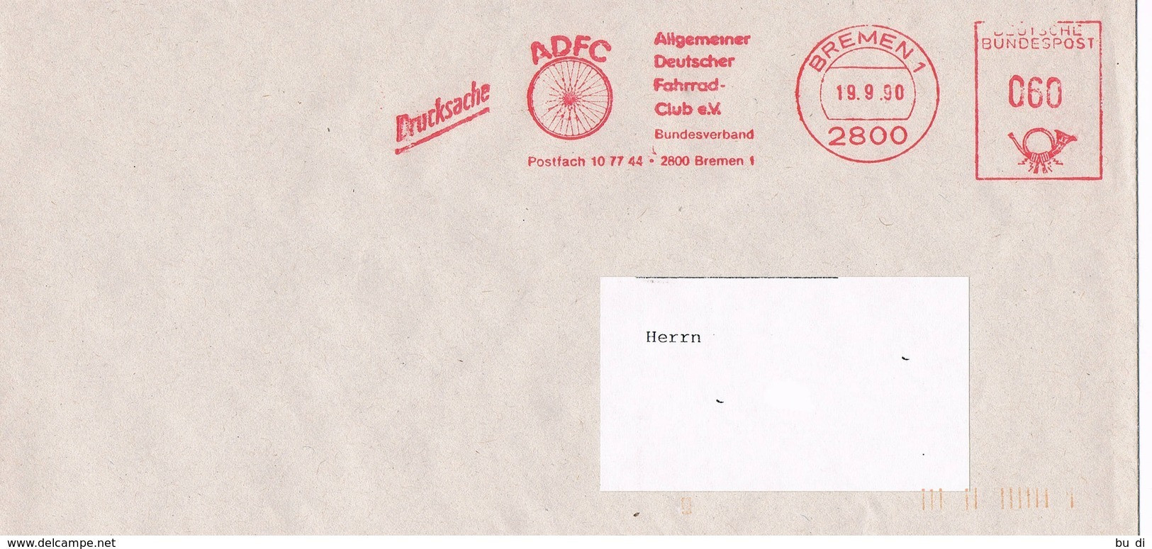 Deutschland Freistempel Bremen Allgemeiner Deutscher Fahrrad Club ADFC, Bicycle, Velo, Fiets - Meterstamp, EMA - Máquinas Franqueo (EMA)