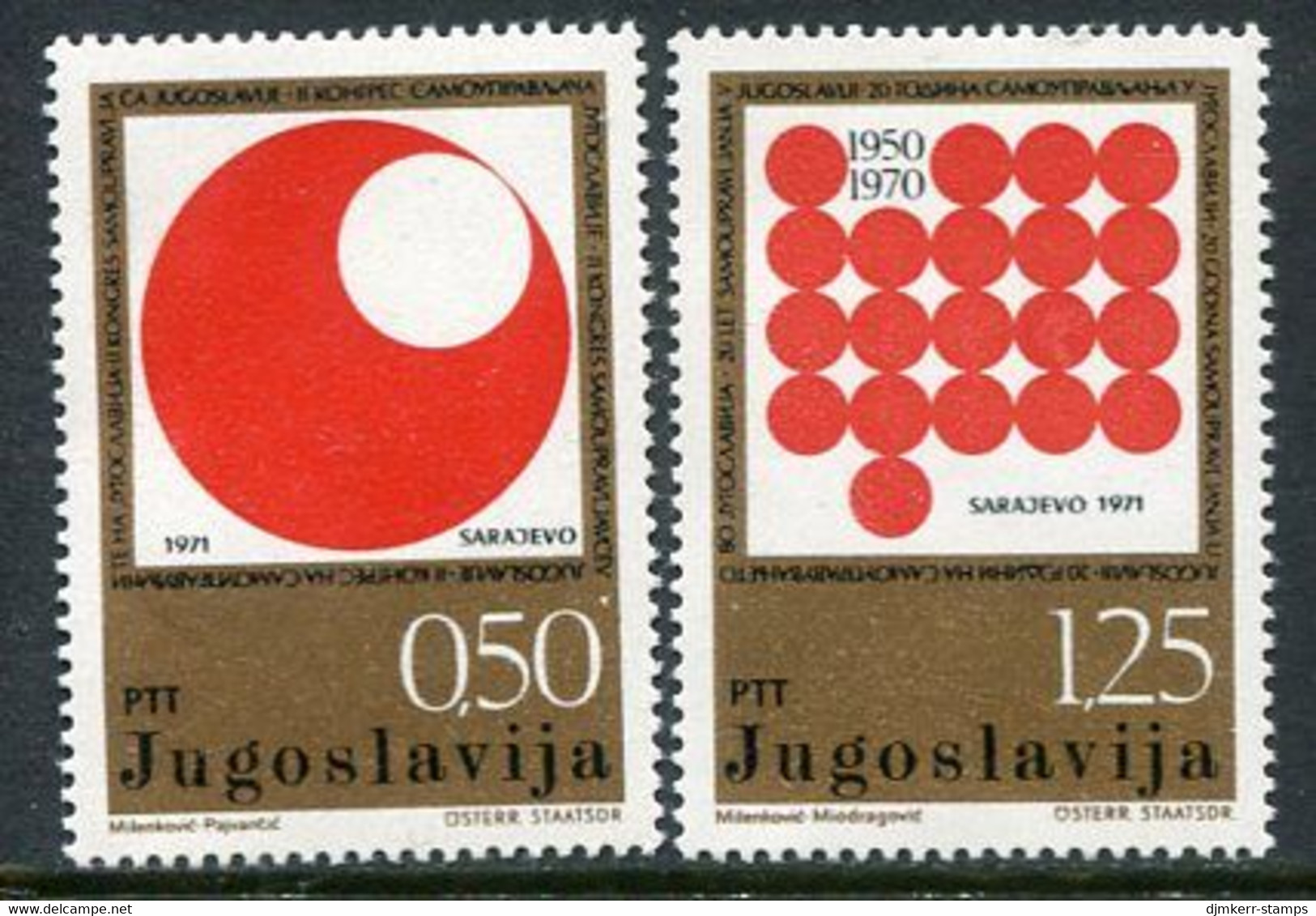 YUGOSLAVIA 1971 Self-managers' Congress MNH / **. Michel 1418-19 - Unused Stamps