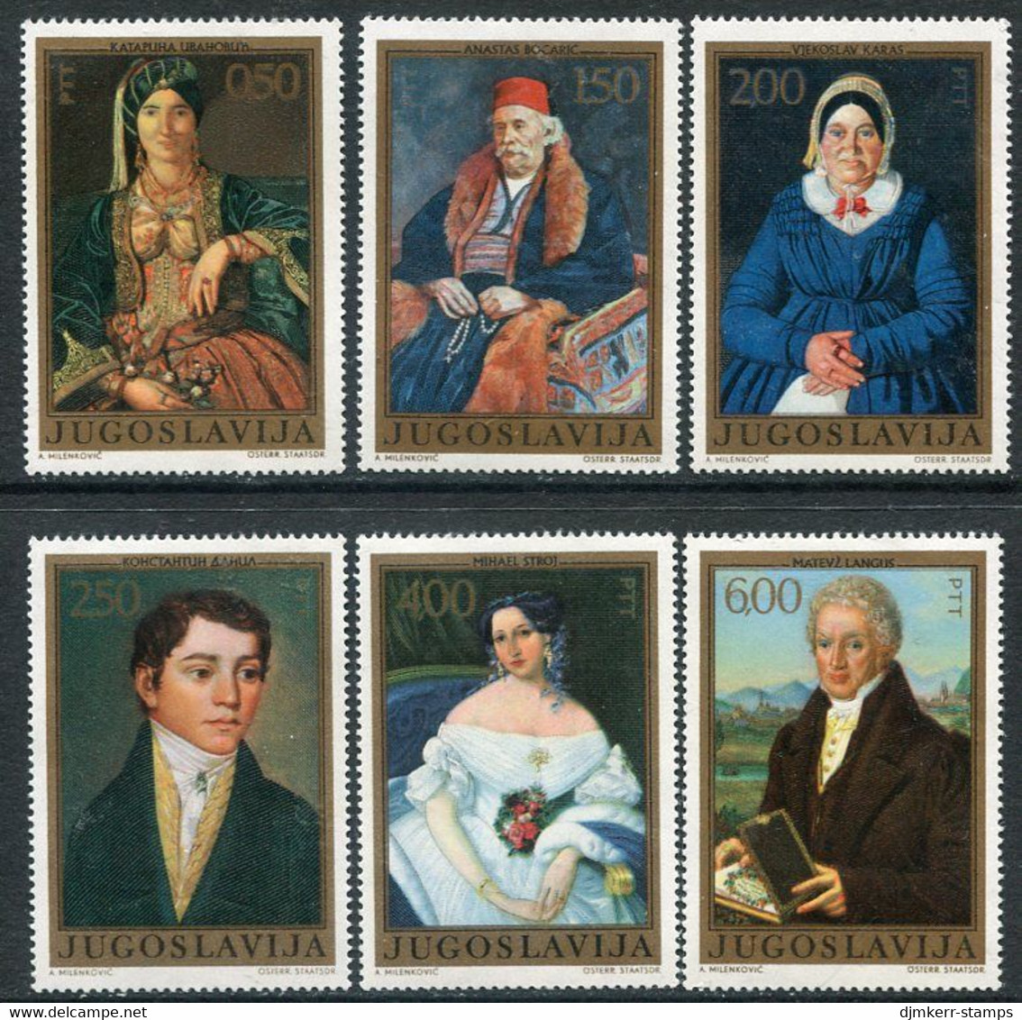 YUGOSLAVIA 1971 Portrait Paintings MNH / **. Michel  1438-43 - Unused Stamps