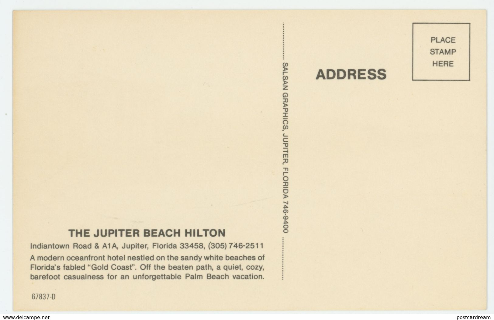 FL Florida Jupiter Beach Hilton Postcard - Palm Beach