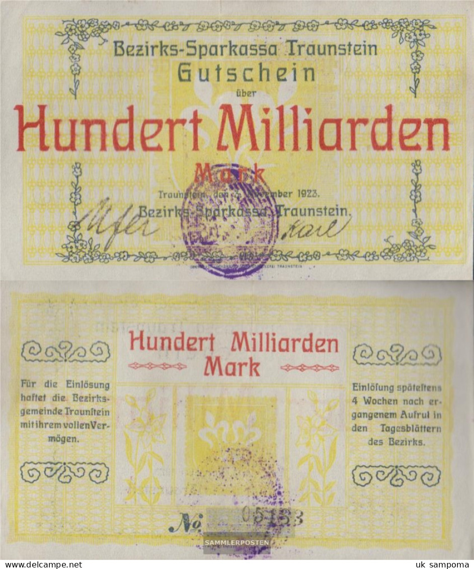 Traunstein Inflationsgeld Sparkassa Traunstein Used (III) 1923 100 Billion Mark - 100 Miljard Mark