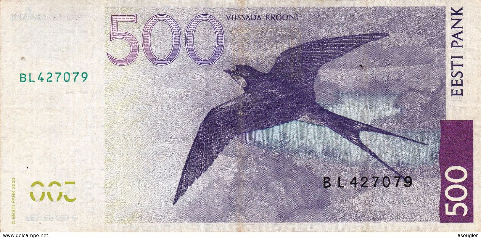 Estonia 500 Krooni 2000 VF P-83b Prefix BL "free Shipping Via Registered Air Mail" - Estland