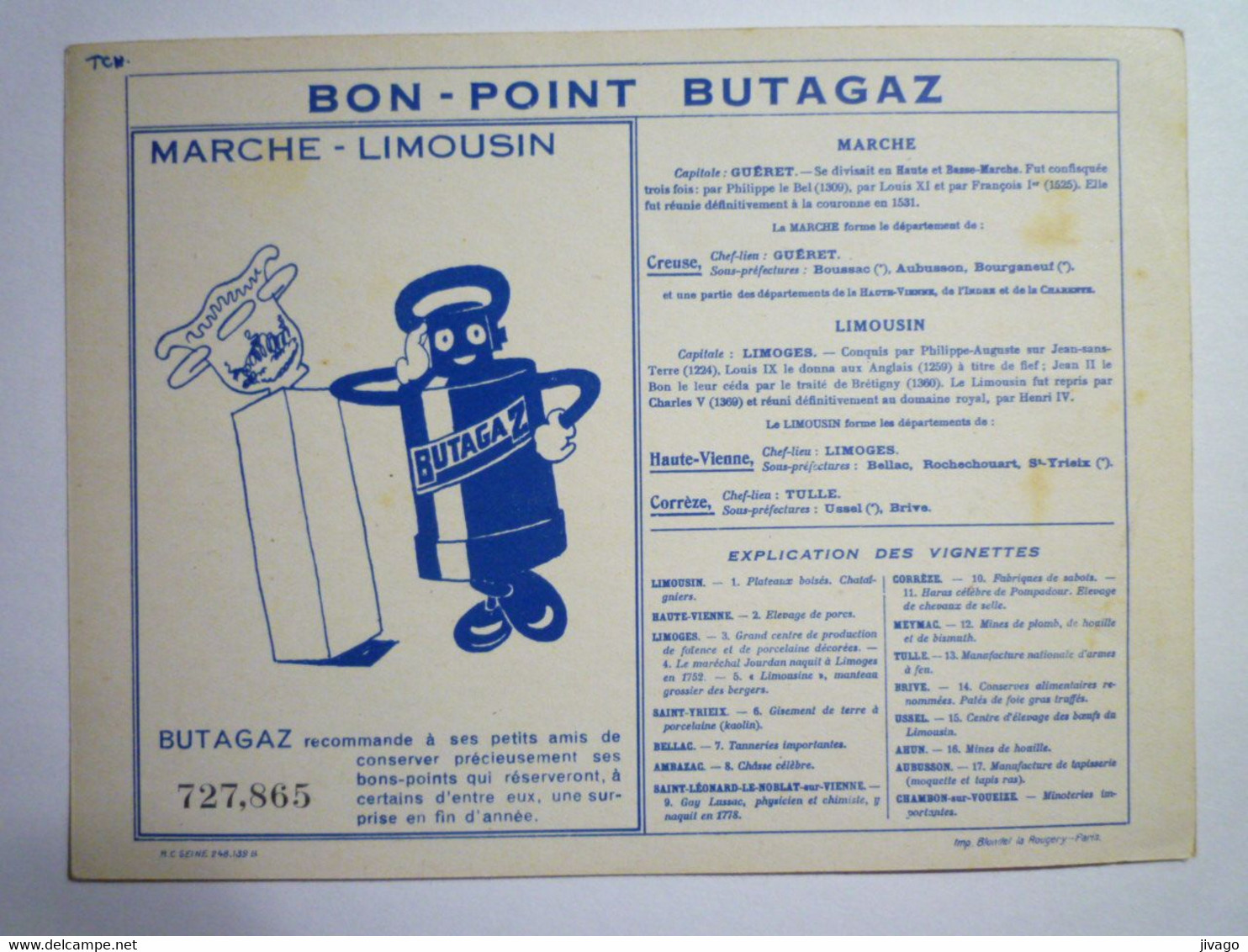 2021 - 4138  BON-POINT  " BUTAGAZ "  :  MARCHE-LIMOUSIN  N°14   XXX - Non Classés