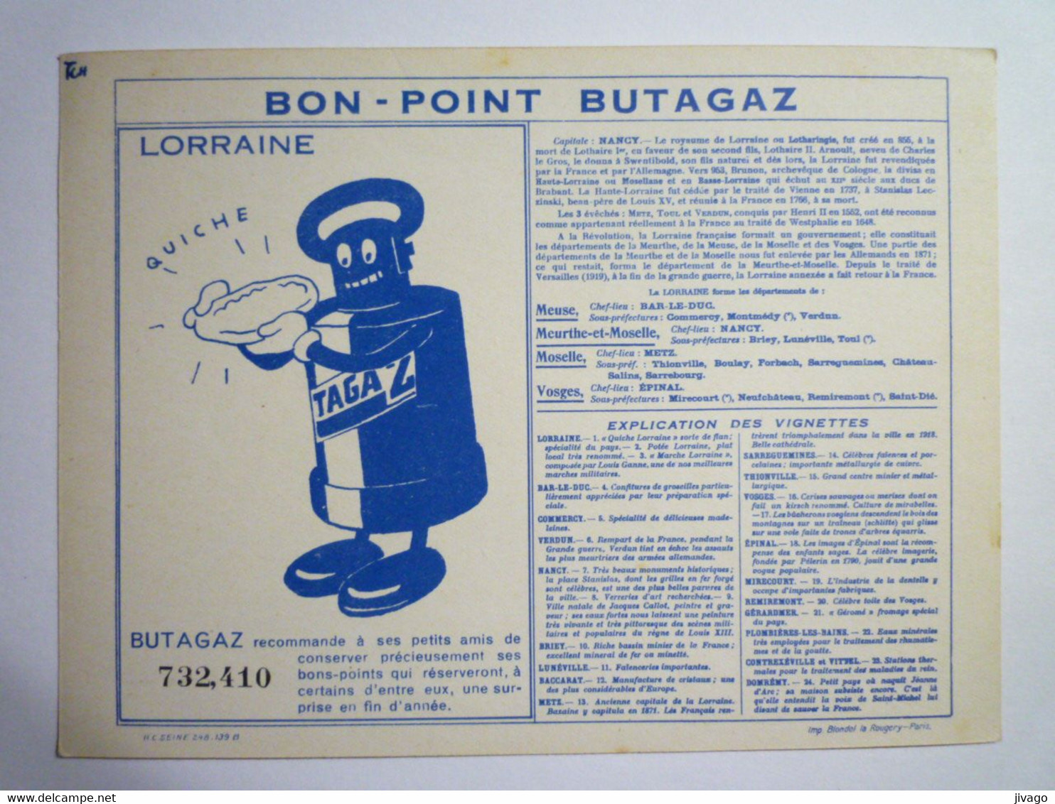 2021 - 4146  BON-POINT  " BUTAGAZ "  : LORRAINE  N°6   XXX - Non Classés