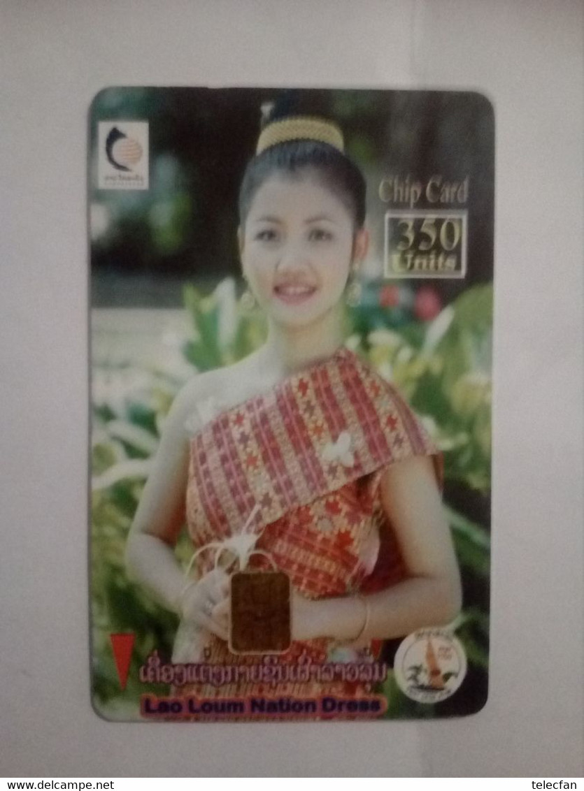 LAOS CHIP CARD LAO LOUM NATION DRESS JEUNE FILLE 350U UT - Laos