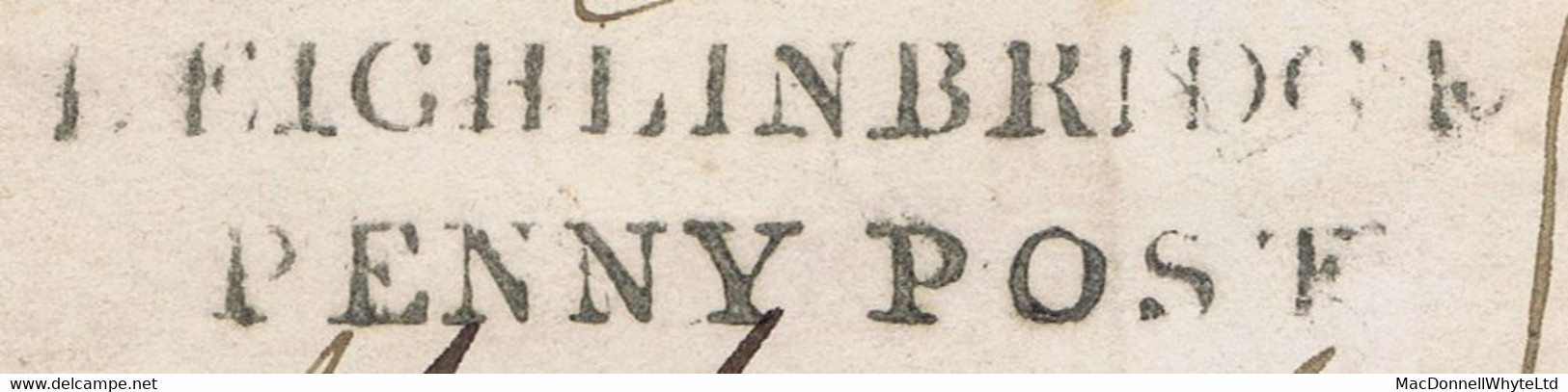 Ireland Carlow Roscommon 1839 Front And Part Back LEIGHLINBRIDGE/PENNY POST To "Tangier, Boyle" Charged One Penny - Vorphilatelie