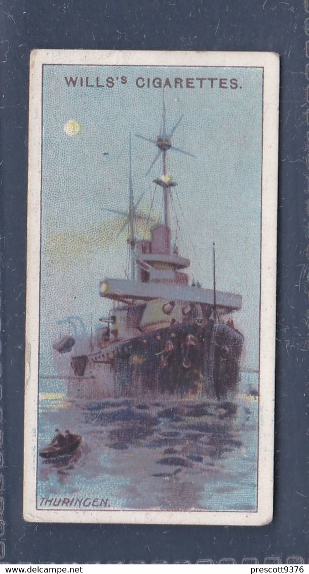 The Worlds Dreadnoughts 1910 - 10 "Thuringen" Germany -  Wills Cigarette Card - Original  - Antique - Military - Ships - Wills