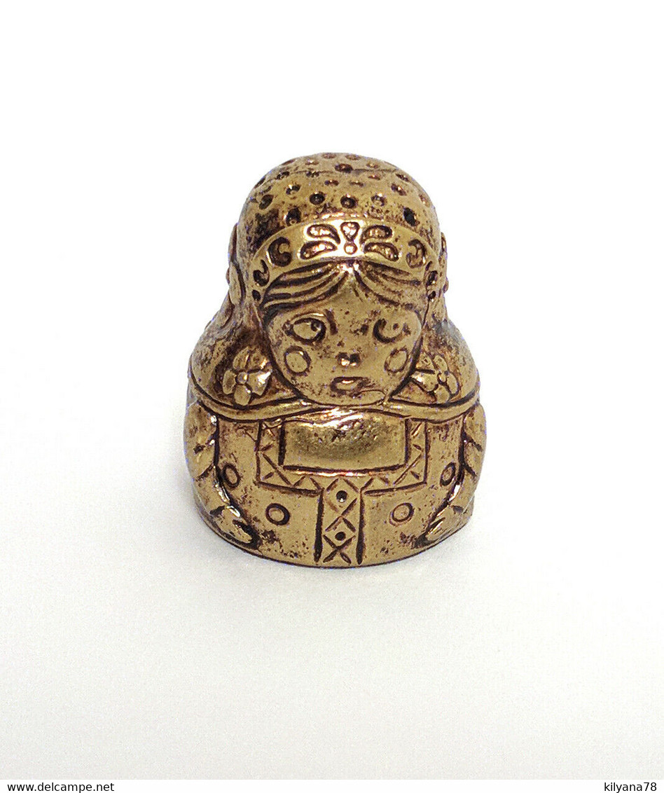 Thimble MATRYOSHKA DOLL Folk Ethnic Brass Metal Russian Souvenir Collectible - Thimbles