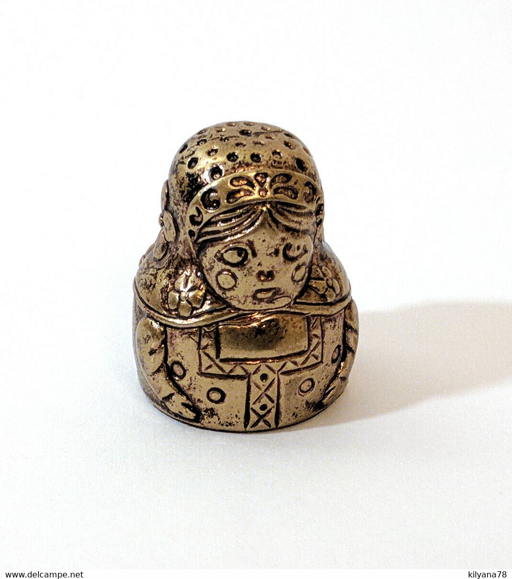 Thimble MATRYOSHKA DOLL Folk Ethnic Brass Metal Russian Souvenir Collectible - Thimbles