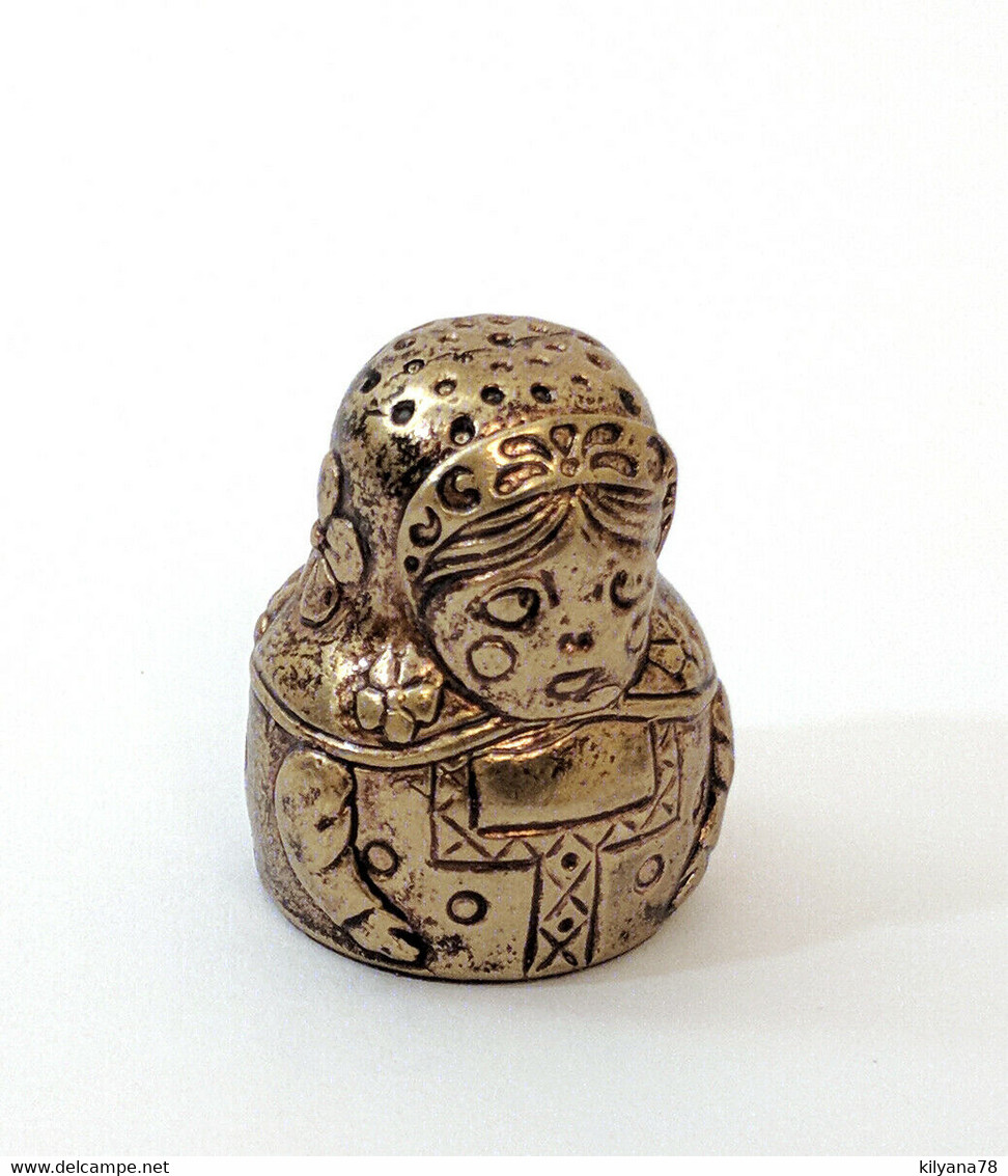 Thimble MATRYOSHKA DOLL Folk Ethnic Brass Metal Russian Souvenir Collectible