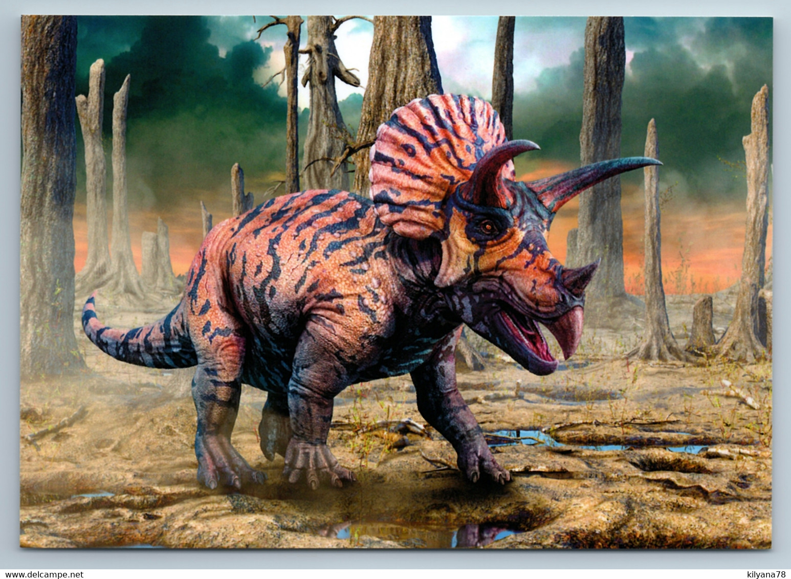 TRICERATOPS DINOSAUR Prehistoric Animal  CRETACEOUS ERA Russian New Postcard - Andere & Zonder Classificatie