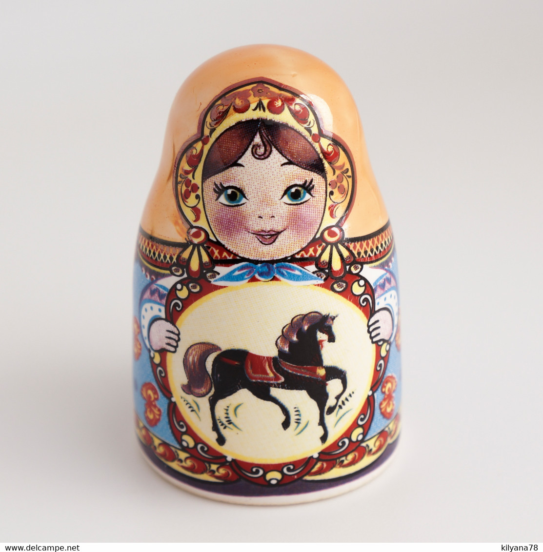 Thimble Big MATRYOSHKA DOLL Horse Nesting Porcelain Russian Ethnic Souvenir