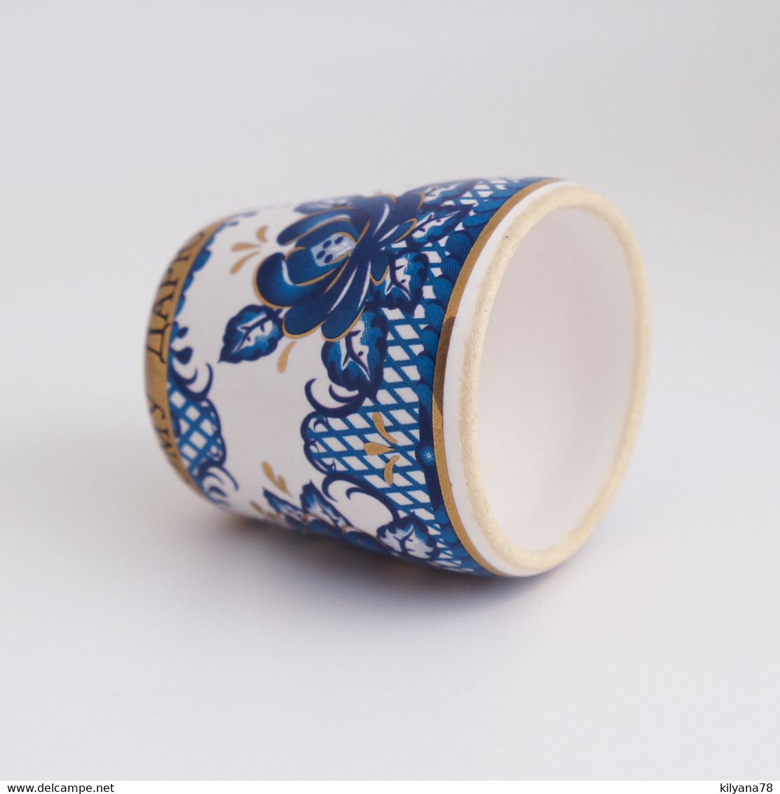 Thimble GZHEL Blue Floral Pattern Style Solid Porcelain Russian Ethnic Souvenir