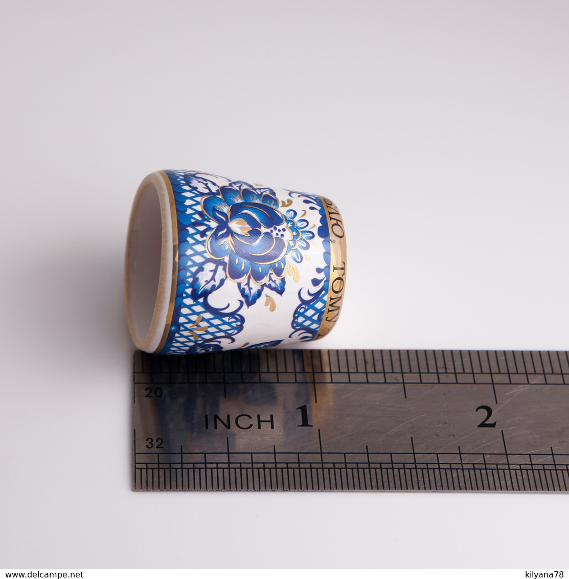 Thimble GZHEL Blue Floral Pattern Style Solid Porcelain Russian Ethnic Souvenir