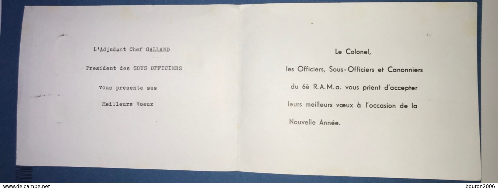 Sous Officiers Meilleur Voeux Nouvelle Année Colonel Canonniers 6eme R.A.M.a. 6e Régiment D'artillerie De Marine Photo - Other & Unclassified