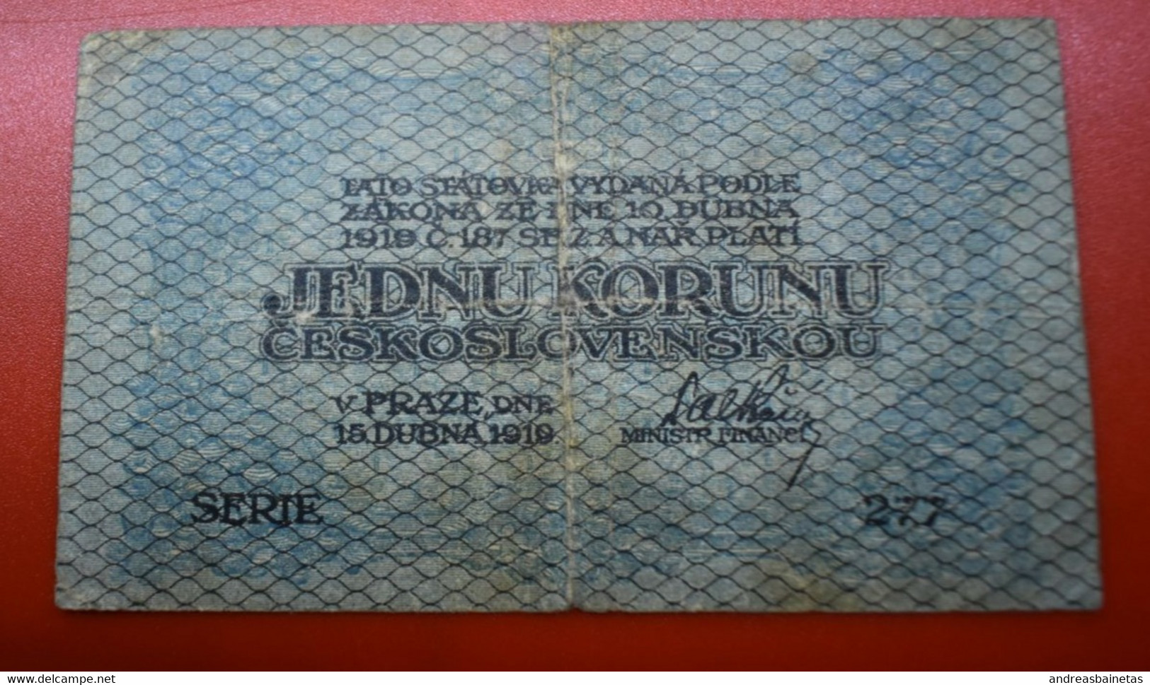 Banknotes Czechoslovakia 1 Koruna 1919 GOOD - Tchécoslovaquie