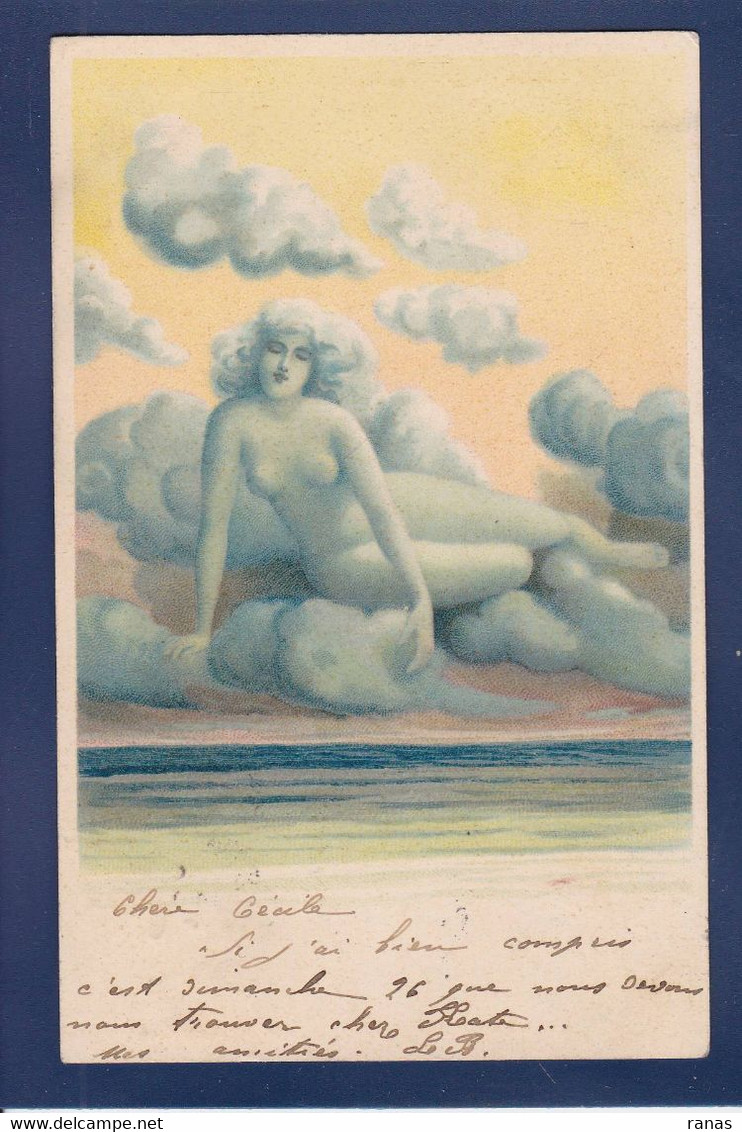 CPA Surréalisme Nu Féminin Nude Nuages Art Nouveau Circulé - Sonstige & Ohne Zuordnung