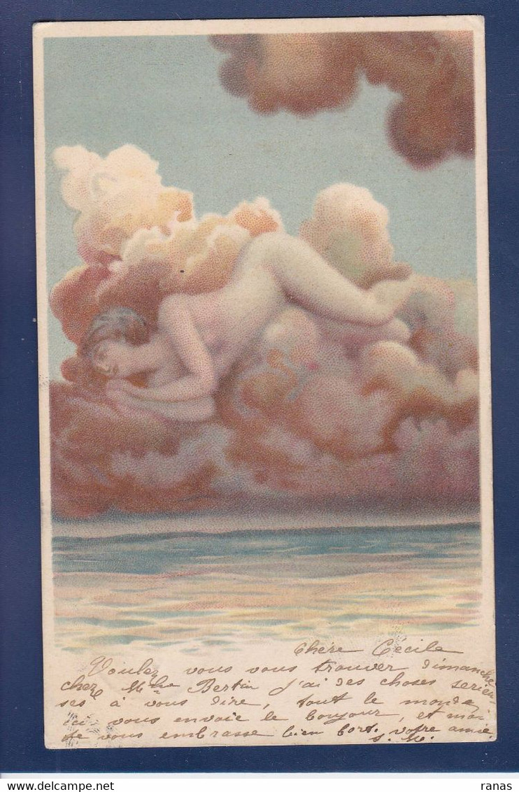 CPA Surréalisme Nu Féminin Nude Nuages Art Nouveau Circulé - Autres & Non Classés