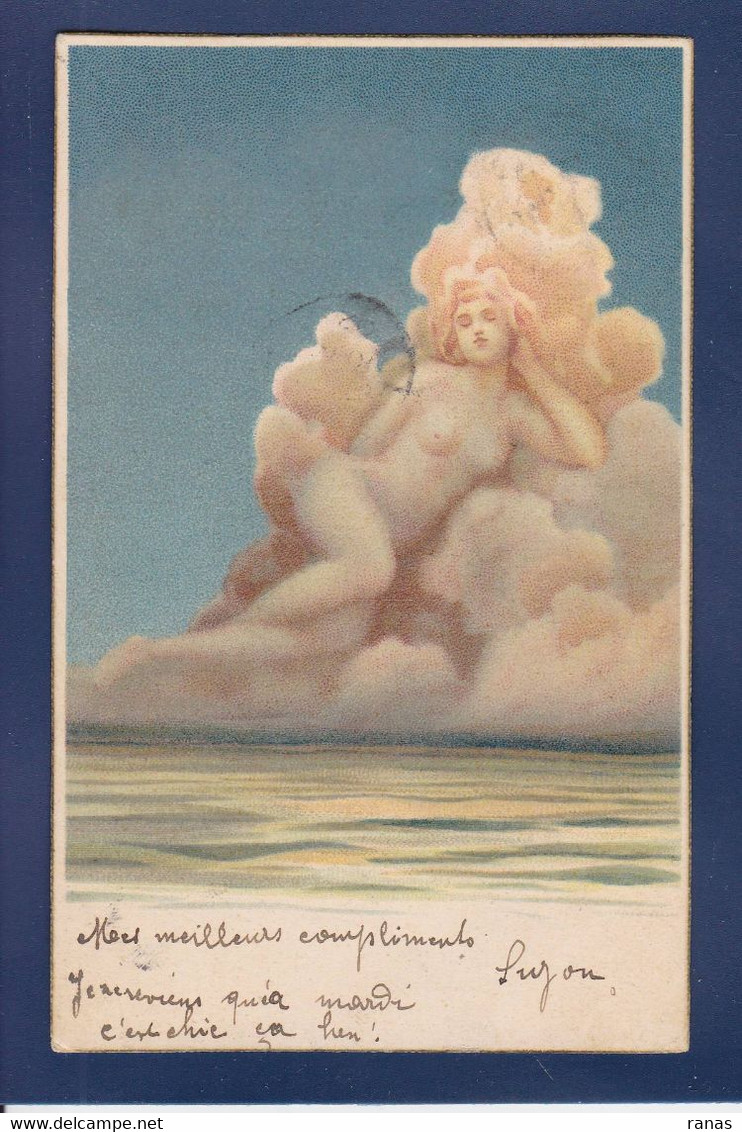 CPA Surréalisme Nu Féminin Nude Nuages Art Nouveau Circulé - Sonstige & Ohne Zuordnung