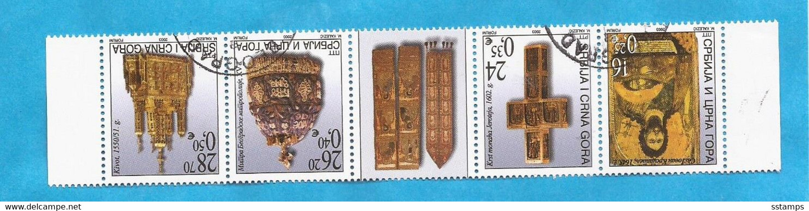 2003  JUGOSLAVIJA  SAKRALE GEGENSTAENDE 3159-62 RELIGION ORTODOXSEN  USED - Gebraucht