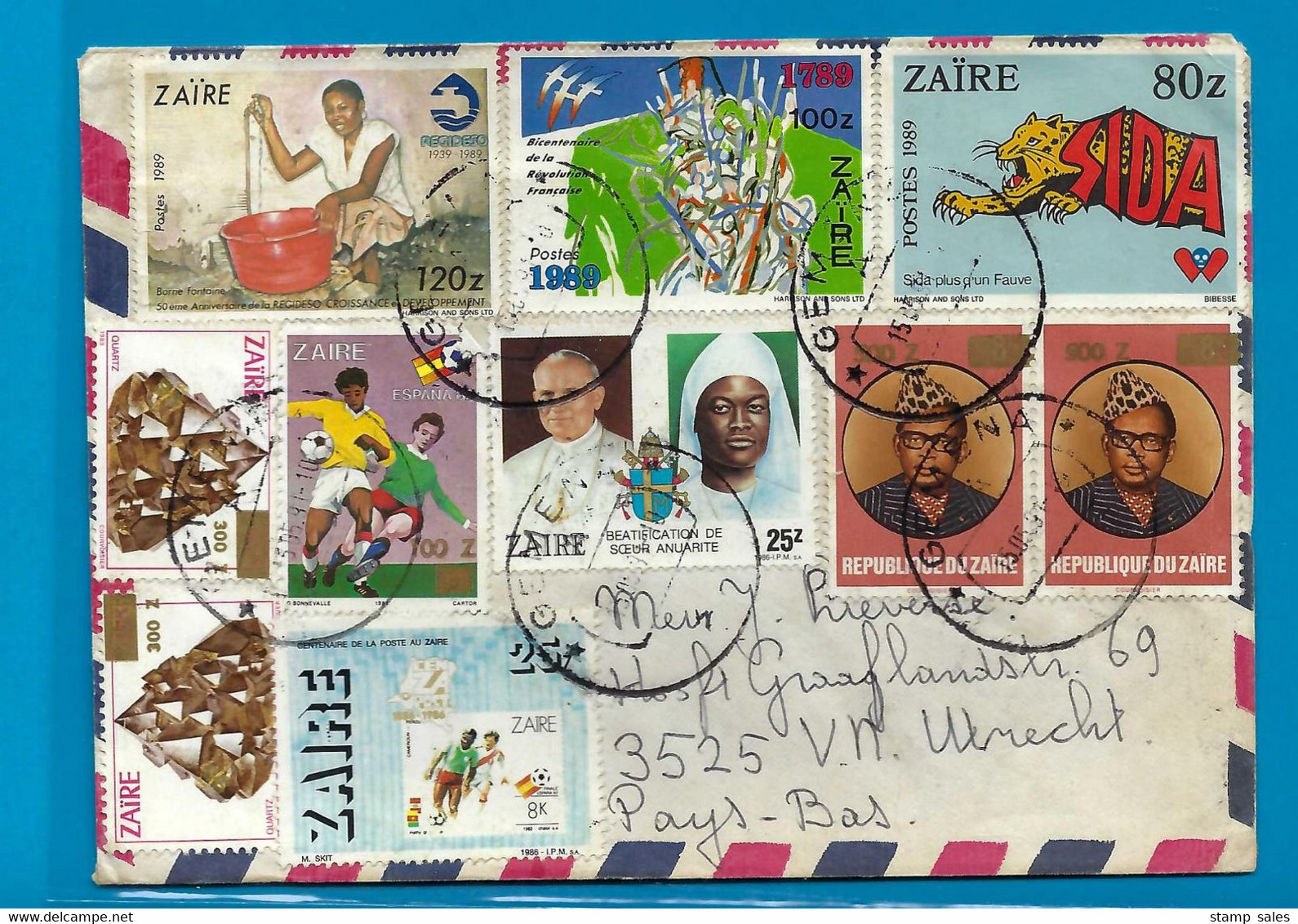 Zaïre Vanuit Gemena Naar Utrecht (Pays-Bas) 1991 UNG - Used Stamps