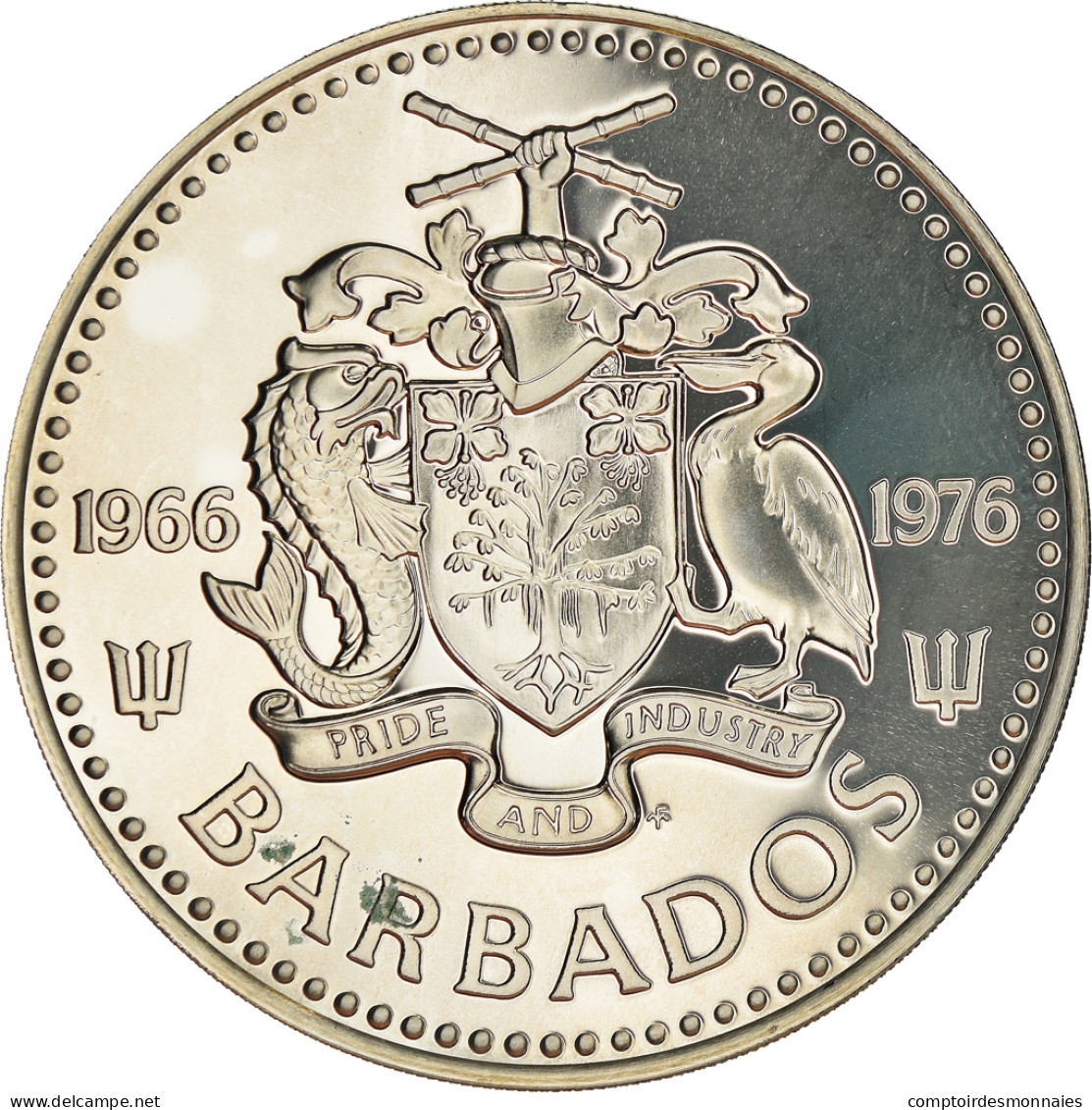 Monnaie, Barbados, 5 Dollars, 1976, Franklin Mint, Proof, FDC, Argent, KM:25a - Barbados