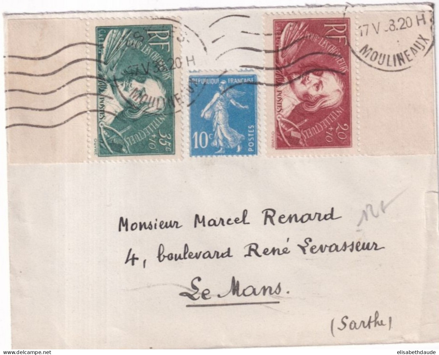 1938 - YVERT N°381 + 330 (CALLOT) Sur ENVELOPPE De ISSY LES MOULINEAUX - Storia Postale