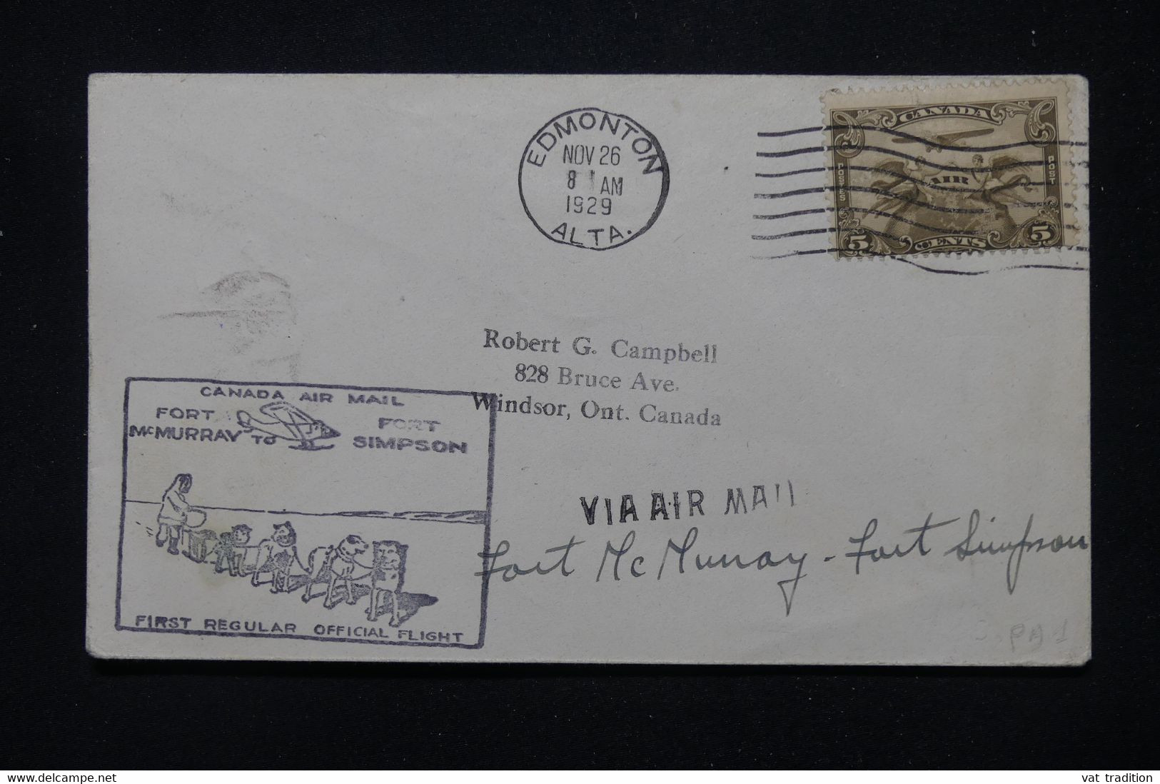 CANADA - Enveloppe De Edmonton En 1929 Par 1er Vol Fort Mc Murray/ Fort Simpson  - L 111363 - Brieven En Documenten