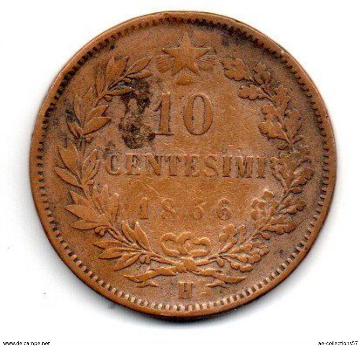 Italie  10 Centesimi 1866 H  -  état  TB - 1861-1878 : Vittoro Emanuele II