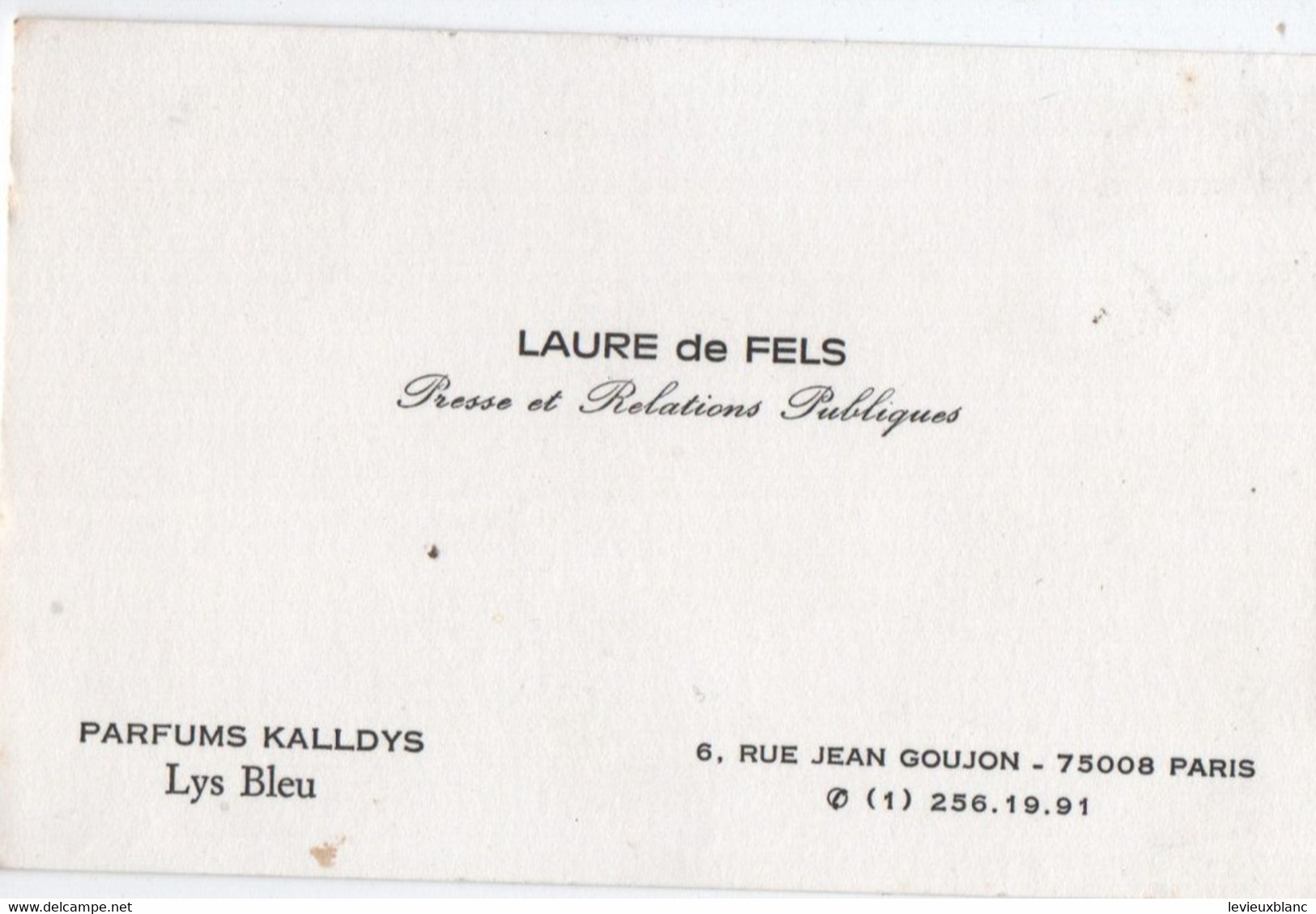 Carte Commerciale / Parfums Kalldys/ Lys Bleu / LAURE De FELS/ Presse Et Relations Publiques/ Vers 1970       CAC213 - Otros & Sin Clasificación