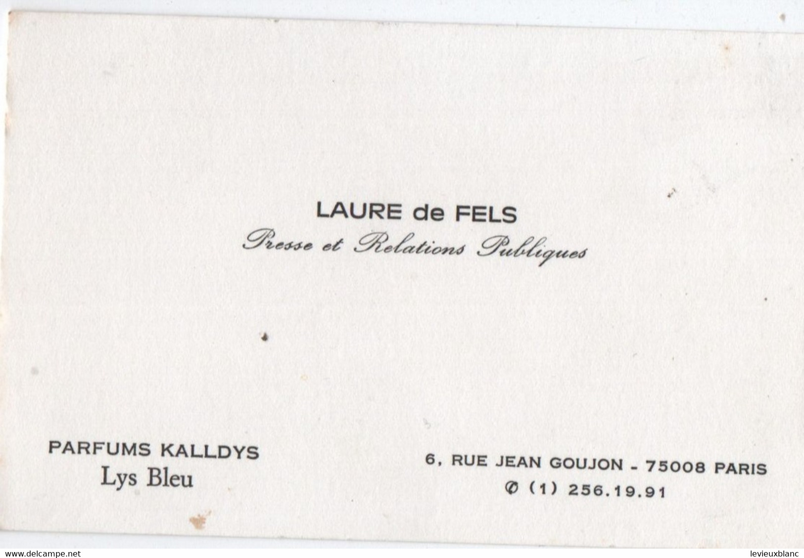 Carte Commerciale / Parfums Kalldys/ Lys Bleu / LAURE De FELS/ Presse Et Relations Publiques/ Vers 1970       CAC213 - Autres & Non Classés
