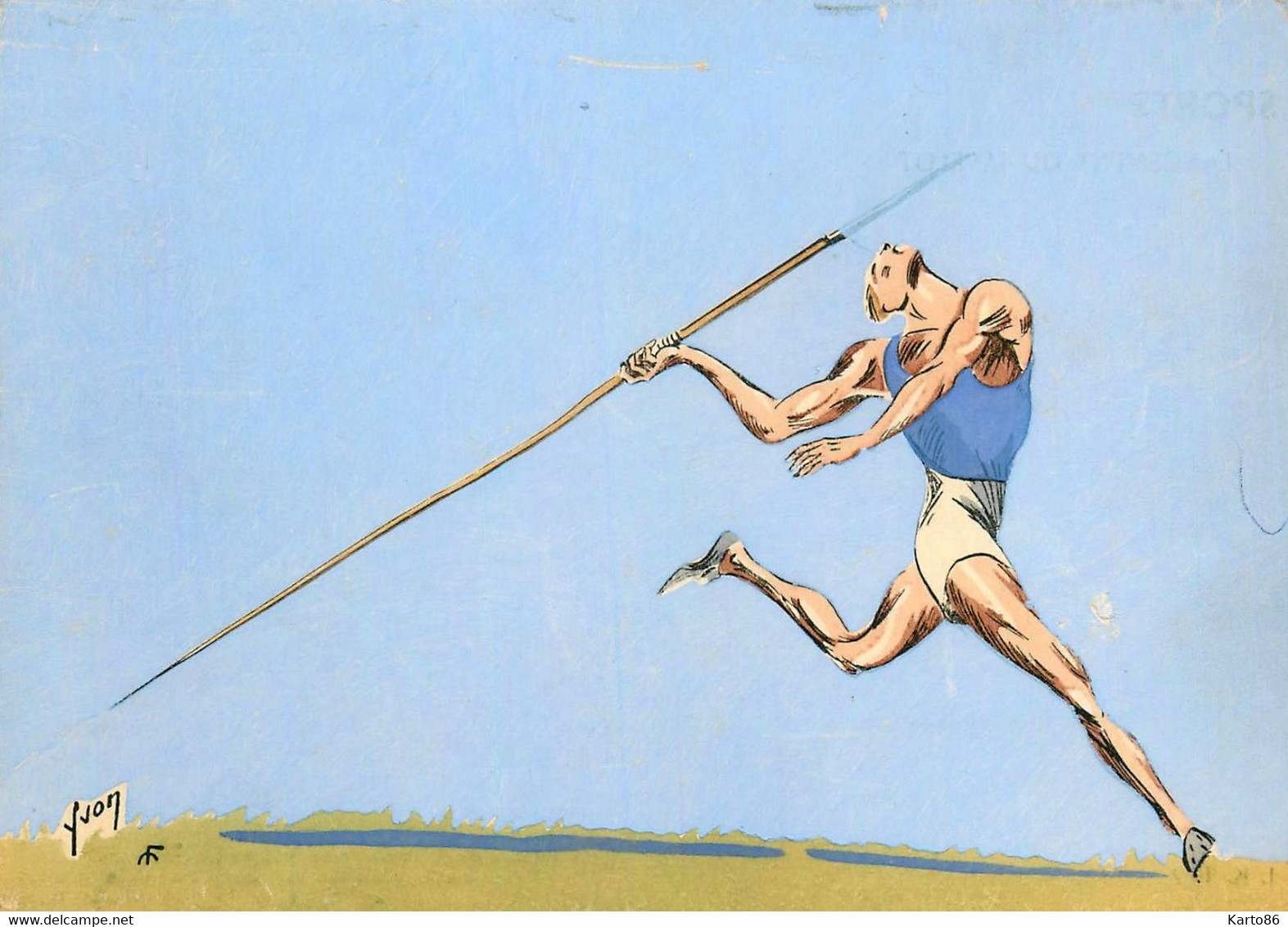 Le Lancer De Javelot * Série SPORTS N° I. K. N°149 * CPA Illustrateur * Sport Athlétisme - Athlétisme