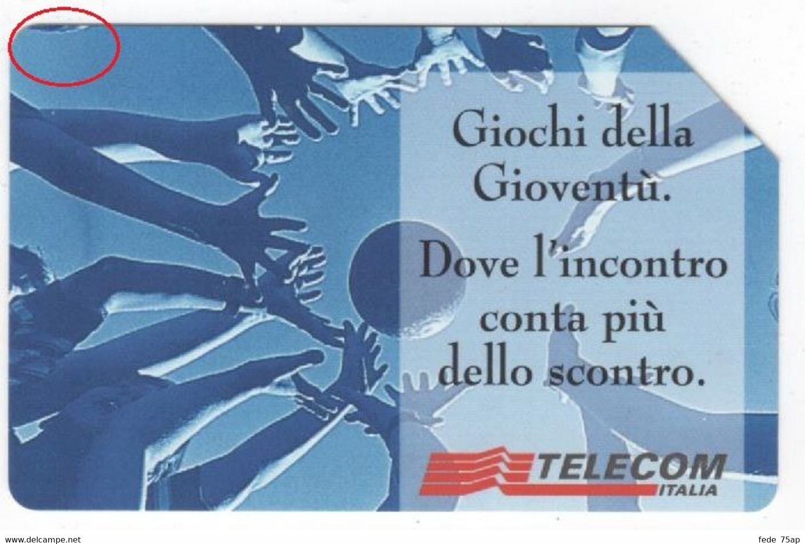 Scheda TELECOM ITALIA "GIOCHI DELLA GIOVENTU' VARIETA', Catalogo Golden 638A, Usata - Macchia In Alto - Erreurs & Variétés