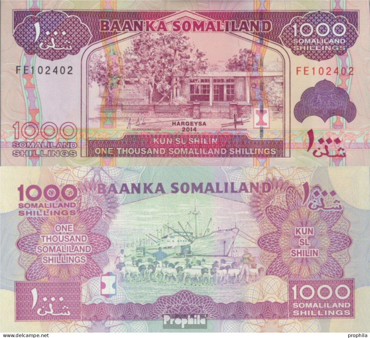 Somaliland Pick-Nr: 20c Bankfrisch 2014 1.000 Shillings - Somalie