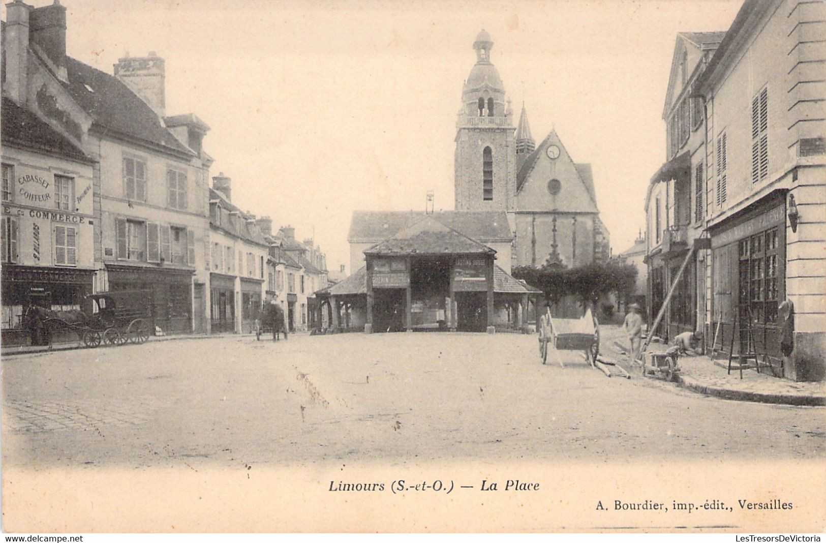 Limours - La Place - Animé - Calèche - Charette - Travaux - Dos Non Divisé BAISSE DE PRIX - Limours