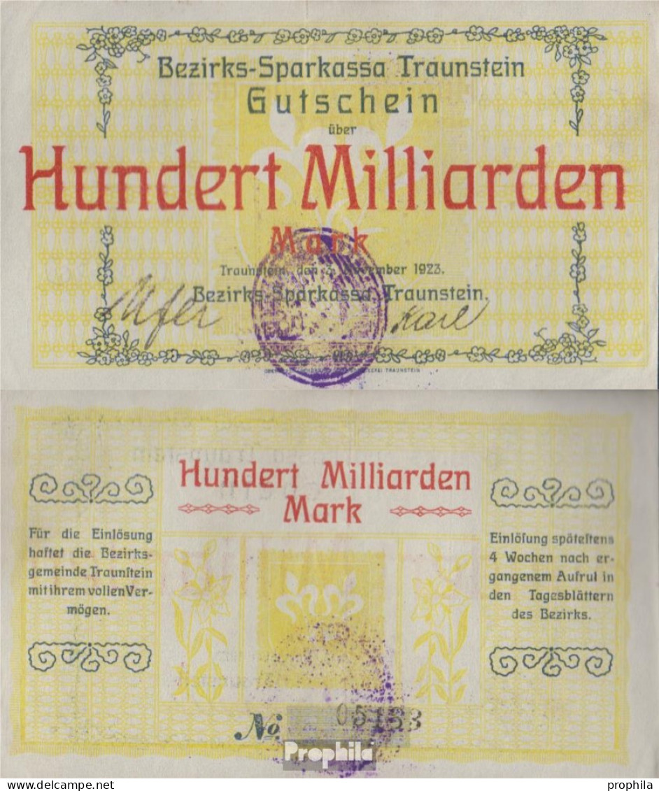 Traunstein Inflationsgeld Sparkassa Traunstein Gebraucht (III) 1923 100 Milliarden Mark - 100 Mrd. Mark