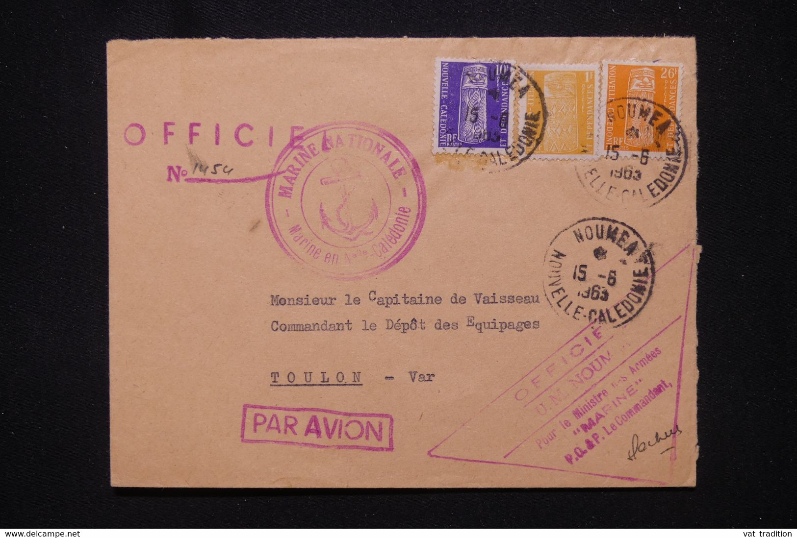 NOUVELLE CALÉDONIE - Enveloppe De La Marine Nationale à Nouméa Pour Toulon En 1963 - L 111429 - Storia Postale