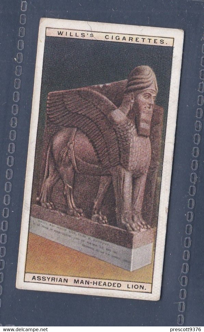 Wonders Of The Past 1926 - 19 Assyrian Man Headed Lion -  Wills Cigarette Card - Original  - - Wills