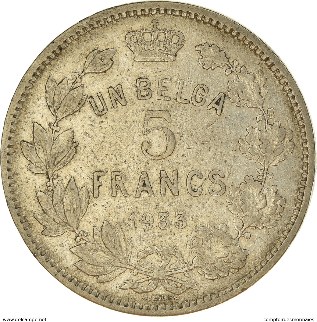 Monnaie, Belgique, 5 Francs, 5 Frank, 1933, TB+, Nickel, KM:97.1 - 5 Francs & 1 Belga